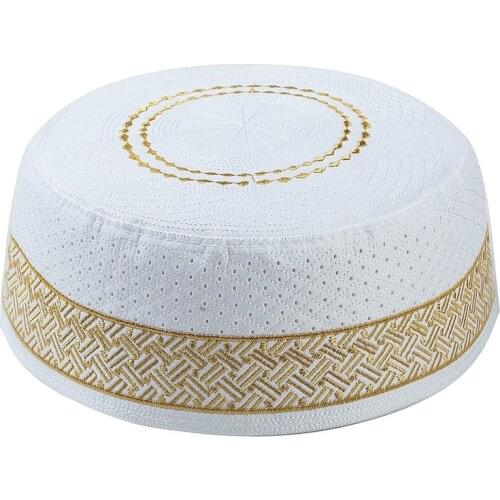 2019 Islamic Men Prayer Hats Cotton Embroidery Arab Clothing Muslim Caps Saudi Arabia Indian Turban Bonnet musulman homme Hat