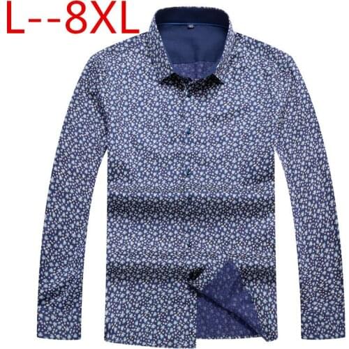 8XL 6XL 5XL mens casual shirt spring 3D National style printing Floral pattern men fashion Edition long sleeve Shirt
