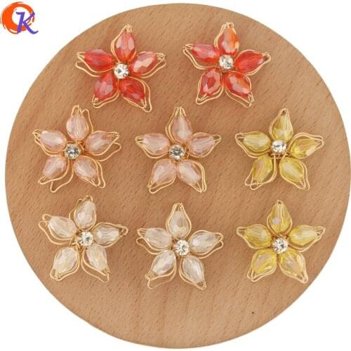 Cordial Design 50Pcs 26*26MM Jewelry Accessories/Crystal Charms/DIY Making/Flower Shape/Hand Made/Earring Findings/Decoration