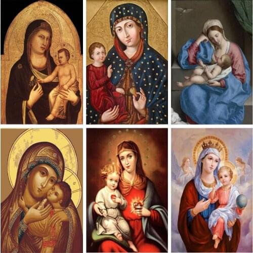 DIY 5D Diamond Painting Full Round Drill Mosaic Cartoon Mom and Child Cross Stitch Maria Diamond Embroidery Art Gift Home Decor