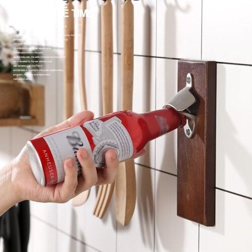 Bar Decorative Magnetic Practical Bottle Opener Wall Mounted Safe Fridge Magnet Beer Cap Hotel Wooden Vintage Restaurant Home