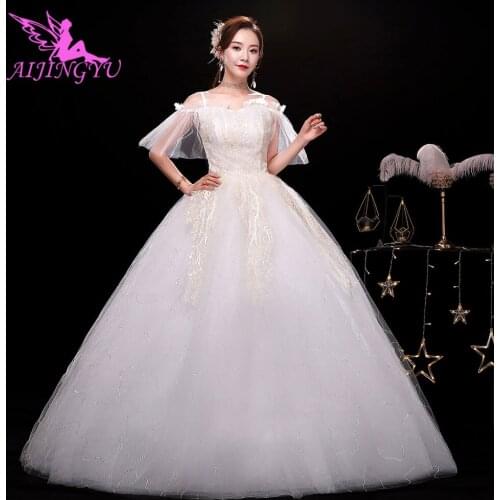 AIJINGYU White Gown Attire Gorgeous Vintage Brush Maternity Simple Frocks For Wedding Tulle Bridal Dresses