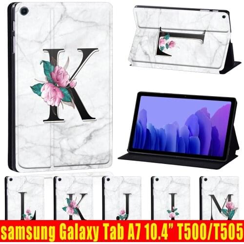 Tablet Case for Samsung Galaxy Tab A7 10.4 Inch 2020 T500/T505 26 Letter Series Anti-Drop Leather Case + Free Stylus