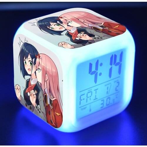 DARLING in the FRANXX Anime Figuras digital clock wake up light Kids Cartoon Figure LED Colorful Touch Light Alarm Clock