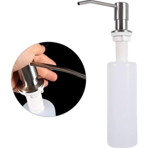 300ml Kitchen Bathroom Faucet Sink Liquid Soap Lotion Dispenser Pump Storage Holder Bottle Stainless Steel Sink Soap Dispenser