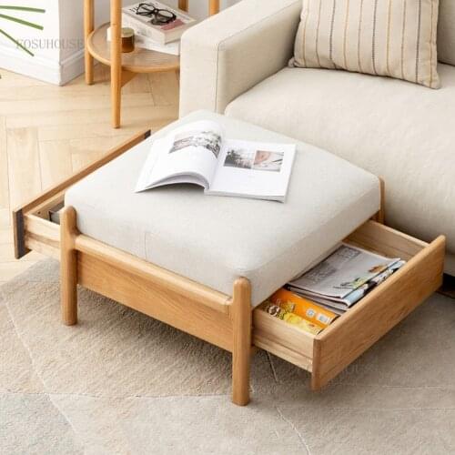 Bedroom Dormitory Sofa Footstool Simple Modern Small Apartment Living Room Pedal Nordic Solid Wood Home Furniture Storage Stools