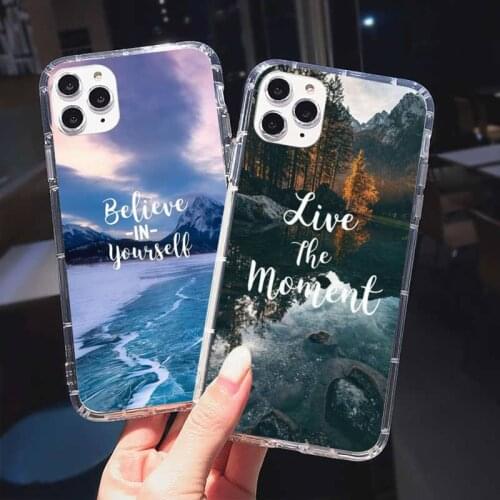 Travel landscape text Phone Case Transparent for iPhone 11 12 mini pro XS MAX 8 7 6 6S Plus X 5S SE 2020 XR