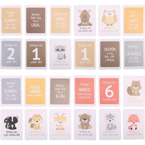 24Pcs/Set For Memory Baby Pregnant Women Monthly Photograph Cards Fun Month Milestone Cards