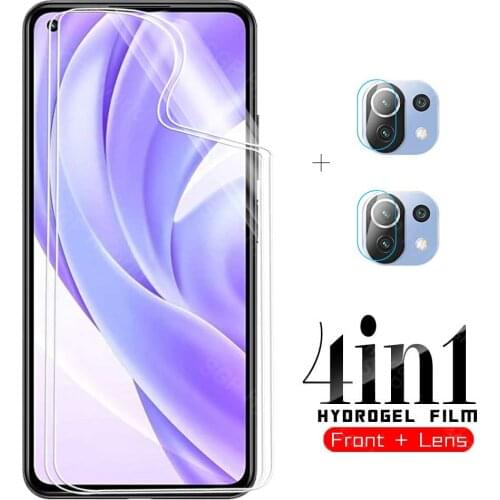 4-in-1 Hydrogel Soft Film for xiaomi mi 11 lite ultra 10t pro 9t 8 9 10 lite light back screen protector camera lens glass film