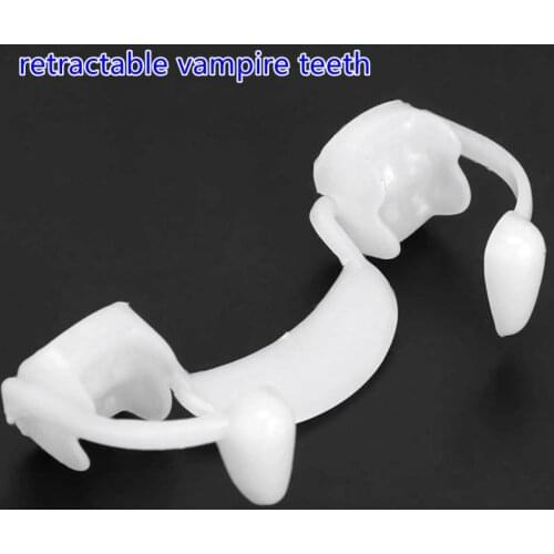 Vampire Fake Teeth Retractable Dentures Zombie Teeth Halloween Masquerade Cosplay Costume Prop Carnival Accessory Holiday Gifts