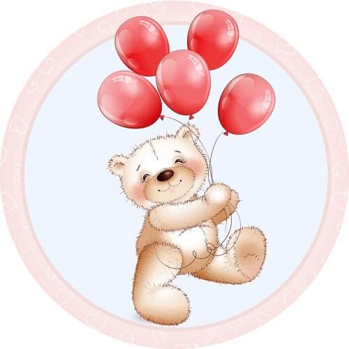 Round Circle backdrop background Balloon and cartoon bear birthday party decor baby shower candy dessert table cover YY-109