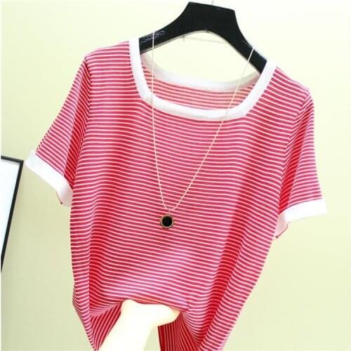 Summer Fashion Square collar stripe sweater bottoming shirt womens thin pullover woman sweaters