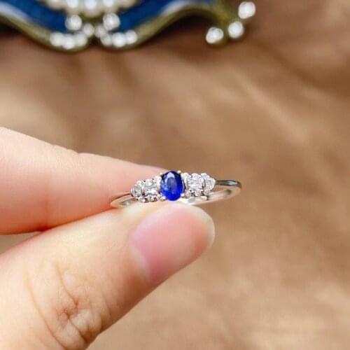 Hot Sale Fashion Design Silver Sapphire Rings for Women Solid 925 Silver Sapphire Ring 0.5 Ct Natural Sapphire Gemstone