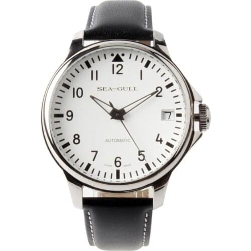 Seagull Pilot Mechanical Wristwatch Genuine Leather Luminous Hands Exhibition Back Self Wind Automatic Mens Watch D819.552