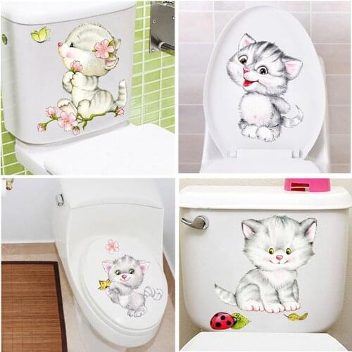 Cute New Cats Wall Sticker Toilet Stickers Hole View Vivid Bathroom Home Decoration Animal Vinyl Decals Art Sticker Wall Poster