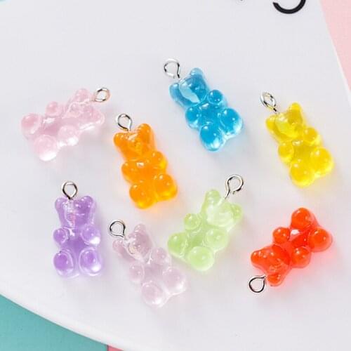 Trendy Necklace Pendants 10Pcs/Set Candy Gummy Bear Gifts DIY Earrings Jewelry Charms