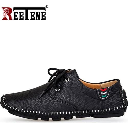 REETENE Handmade MenS Loafers Spring Comfort Men Casual Shoes High Quality Driving Shoes For Men Big Size 38-48 Loafers Male