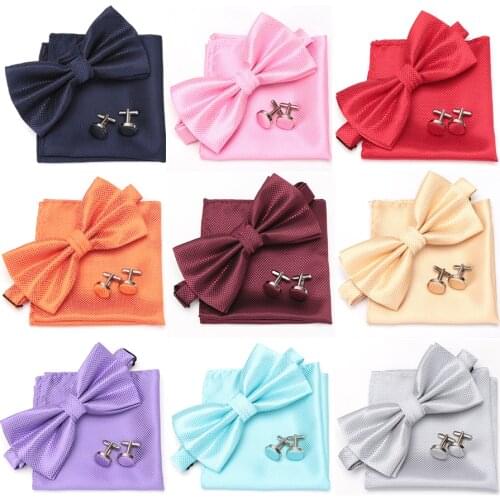 Mens Tie Set Bowtie Cravat Cufflinks Fashion Butterfly Party Wedding Bow Ties for Men Girls Candy Solid Color Bowknot Wholesale