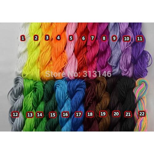 Bulk Wholesale 22pcs/lot 1.5mm Macrame Shamballa Bracelet Beading Rattail Braided Durable Nylon Cord Chinese Knot String Thread