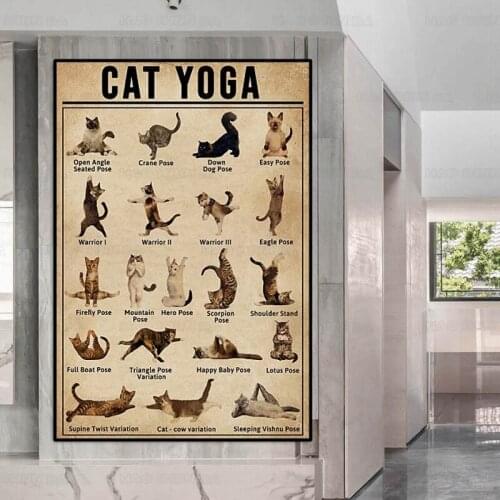 Yoga Poster, Iyengar Yoga Asanas, Cat Yoga Art Prints, Practice Yoga from Home, Yoga lover home decor, Cat owners gift