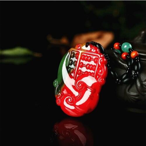 Natural Color Jade Ruyi Pendant Chinese Necklace Hand-Carved Charm Jewelry Fashion Amulet Accessories for Men Women Lucky Gifts