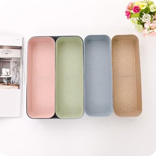 Useful Drawer Home Storage Tray Divider Storage Organizer Wheat Fiber Type Storage Drawer 26.4*8.8*4.3CM