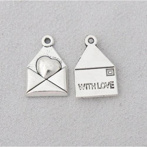 RAINXTAR Fashion Alloy WITH LOVE Stamped Envelope Charms 100pcs 12*18mm AAC1291