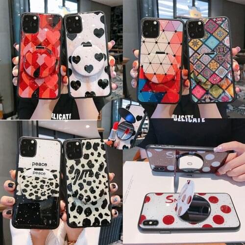 Luxury Stand Gold Foil Makeup Mirror Phone Case for Iphone 12 7 8 6 6s Plus Soft TPU Back Cover for IPhone X Xs 11 Pro Max XR