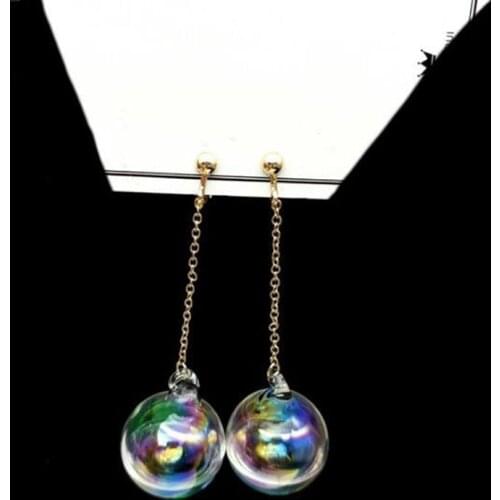 2018 New Fashion Transparent Colorful Water Ball Clip on Earrings No Pierced for Women Party Luxury Pierced Earrings Bijouterie