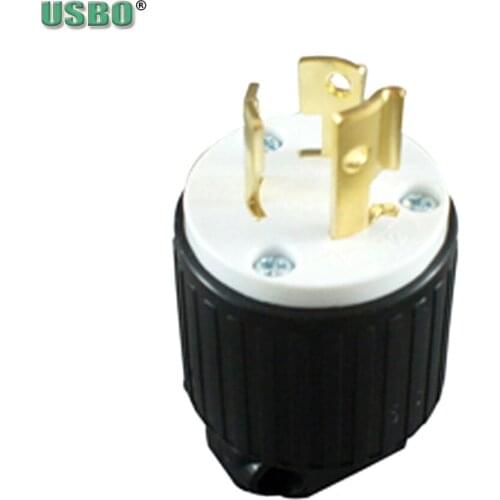 Black America 250V 15A NEMA L6-15P US 2 pole 3 holes anti-off plug In-line industry power wire locked converter receptacle