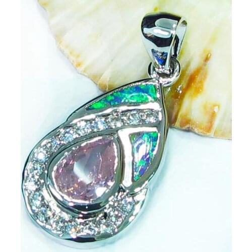 SHUNXUNZE Jewelry & Accessories Engagement pendants charm Christmas gifts pink Cubic Zirconia and pink opal Rhodium Plated R4084