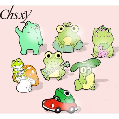 Cute Frog Acrylic Pin Cartoon Green Animal Brooches Funny Badge Backpack Shirt Lapel Pin for Kids Friends Wholesale Jewelry Gift