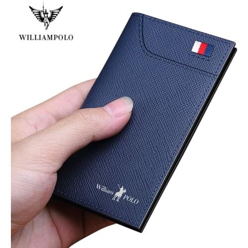 Williampolo 100% Genuine Leather Wallet Men Small Mini Ultra-thin Compact Wallet Wallet Cowhide Card Holder Short Design Purse
