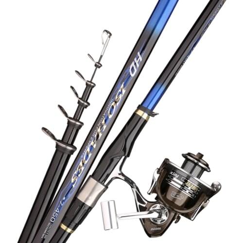 7# Rock Fishing Rod 60T Carbon Super Hard Large Guide Ring Distance Throwing Pole Telescopic Peche En Mer Hand Sticks Dual-use