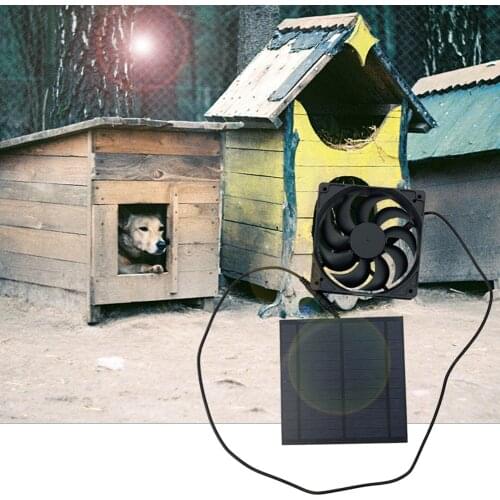 5W 6V Outdoor Exhaust Fan Mini Solar Panel Fan for Dog Chicken House Greenhouse Home Outdoor Camping Household Appliances
