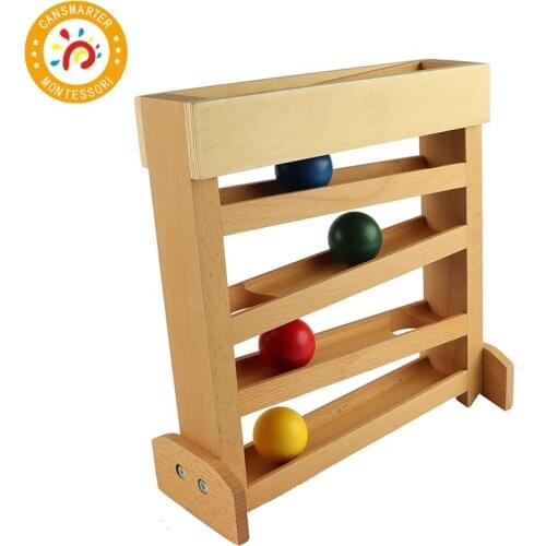 Montessori Kids Toy Colored Wooden Ball Visual Tracker Early Childhood Education Preschool