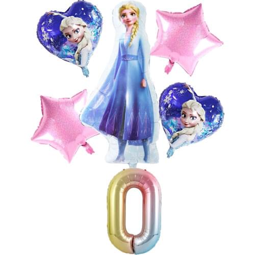 Elsa Disney Frozen Princess Cartoon Theme 6pcs/set Balloons Baby Shower Girl Foil Balloons Globos Birthday Party Decor Kids Toys