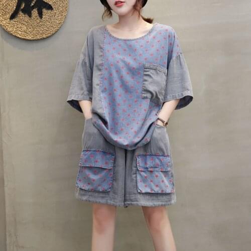 21New Women Denim Suits Loose High Street Pockets Vintaeg Pentagrams Spliced Washed Female Fashion Shorts Suit