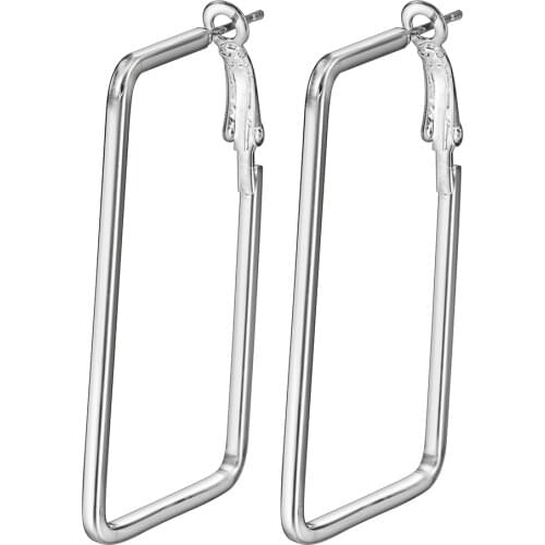 50*29mm cheap rectangle silver plated hoop earring for women hot sale fashion simple jewelry lovely party earring wholesale