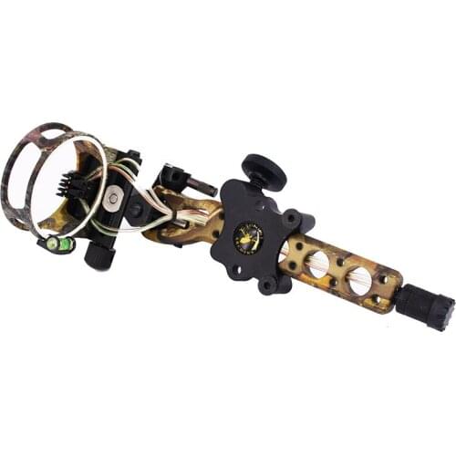 0.019 Optical Fiber 5 pins Compound Bow Sight Micro Adjustable Bow Sight with Light Outdoor Hunting Athletics Bow Sight Black