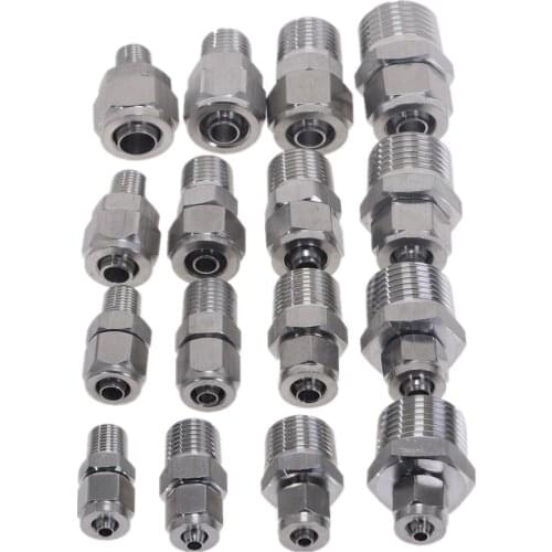 1pc Quick connectors Tube Pipe Fittings Threaded Male Connector Stainless Steel SS 304 1/8'' 1/4'' 3/8'' 1/4'' BSP Thread