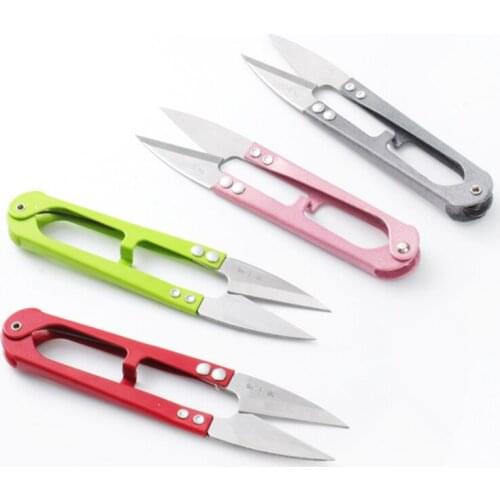 1Pcs Multicolor Vintage Trimming Sewing Scissors Nippers U Shape Clippers Stainless Steel Embroidery Craft Scissors Tailor