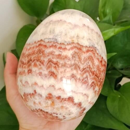 Big natural pork stone egg quartz crystal ball mineral healing+bracket 1pc