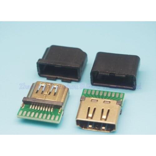 10set HDMI A TYPE Standard female socket HDMI Plug With PCB board with plastic cover