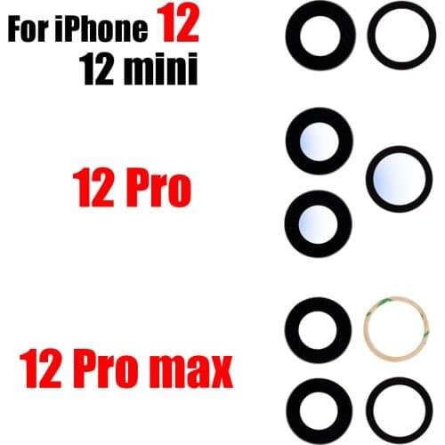 20pcs/lot For iPhone 12 mini 11 Pro max Back Rear camera Glass lens with sticker adhesive Replacement Parts