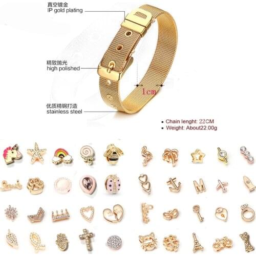 2020 New Fashion Gold color 10mm Mesh Bracelet & Accessories,DIY Freely match Fit Original Fine Bangle Charm Gift