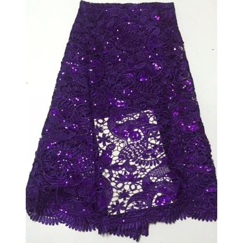 2020 Purple Color High Quality African Tulle Lace Fabric Velvet French Net Lace Fabric With Sequins For Women Dress CD3208