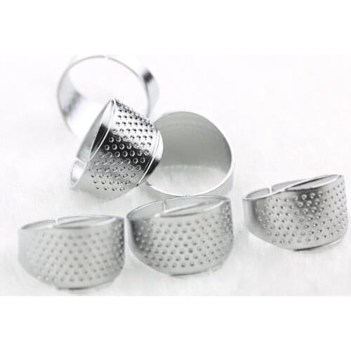 3pcs Household Sewing DIY Tools Silver Ring Thimble Finger Protector Quilting Craft Accessories Sewing Thimbles Adjustable Ring