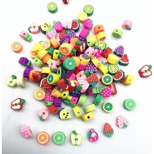 30pcs10mm Fruits Beads Polymer Clay Spacer Loose Beads for Jewelry Making DIY Bracelet Accessories