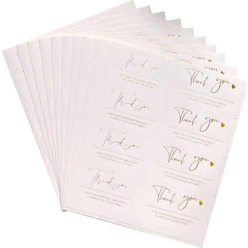 800pcs/lot Hot Stamping white self adhesive sticker thank you stickers for package seal labels decoration wedding sticker